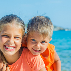 Young children on beach
