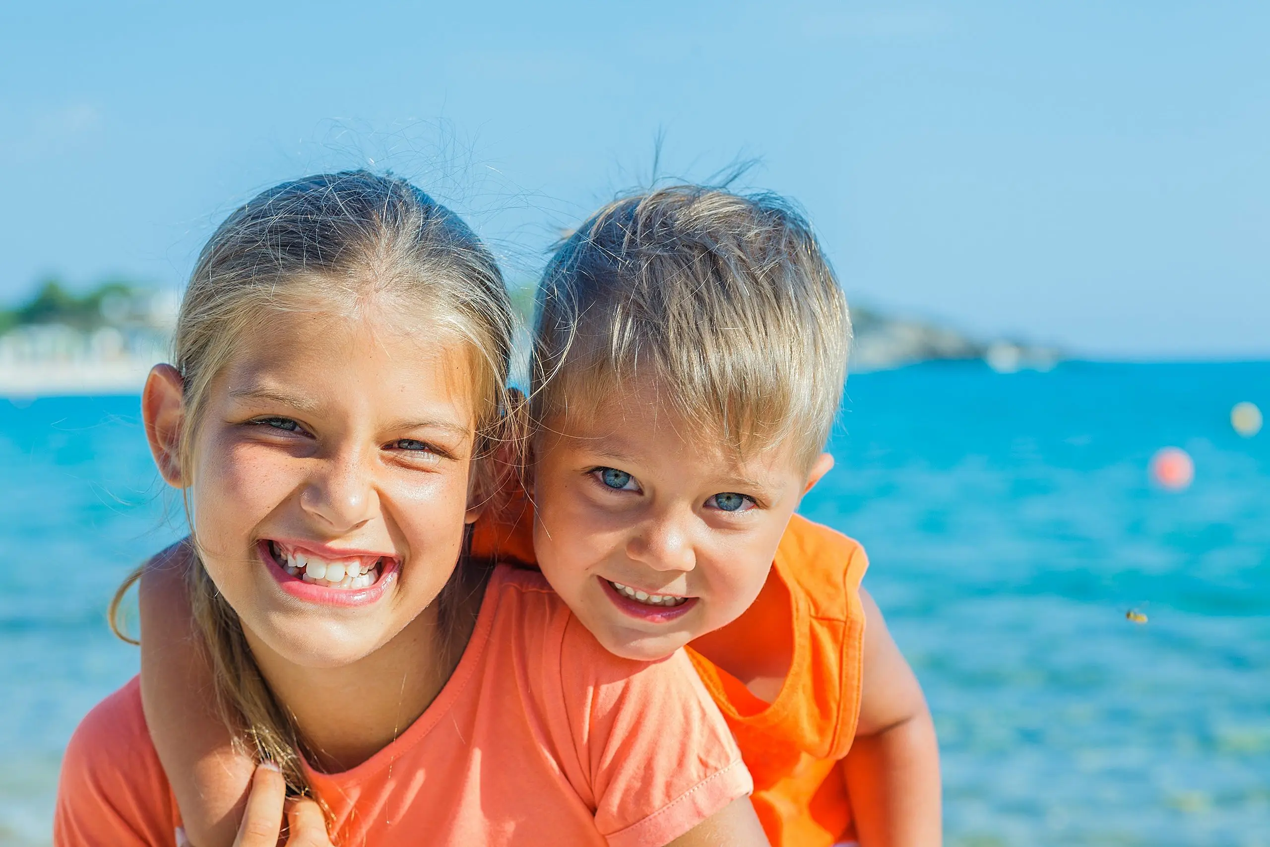 Young children on beach