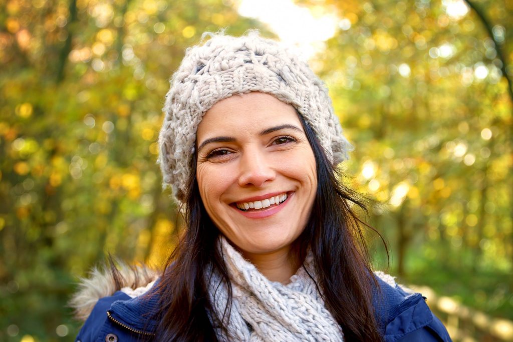 Head,And,Shoulders,Portrait,Of,Smiling,Woman,Wearing,Hat,And